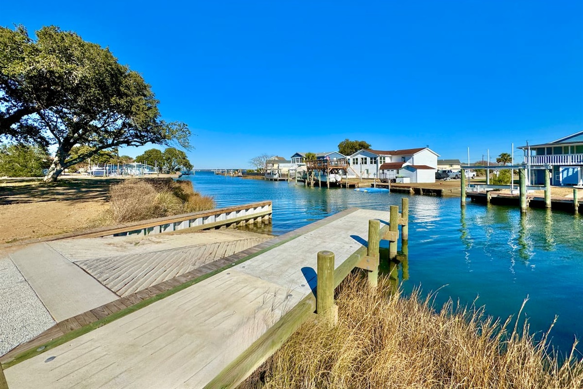 Neighborhood boat ramp that you can walk to — literally a couple of steps away!