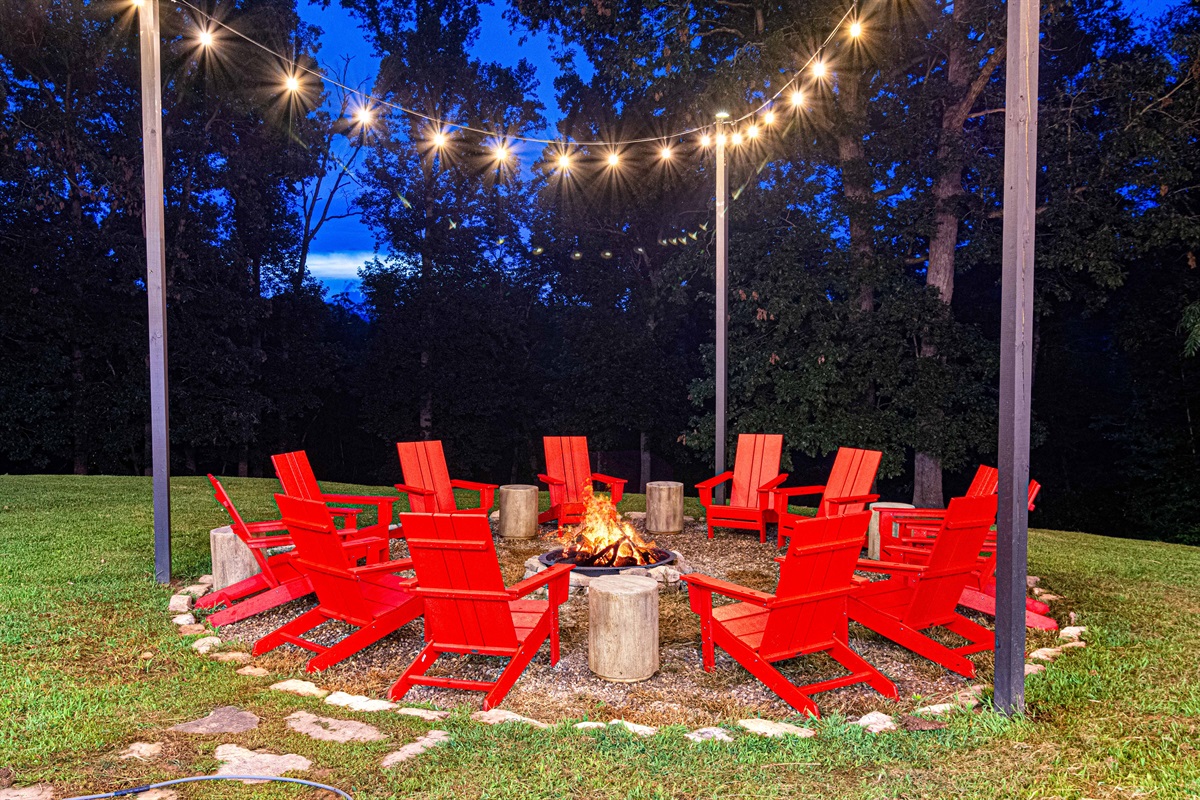 Gather under the string lights at the propane fueled fire pit—where stories are shared and nights stretch long beneath the stars. 🔥✨