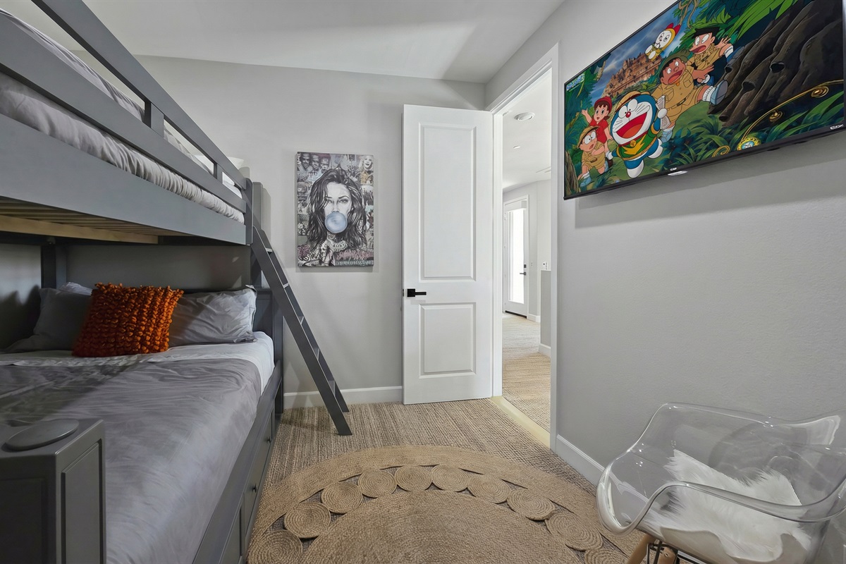 The bunk room sleeps guests of all ages but is nice for parents who want the kid's close. 