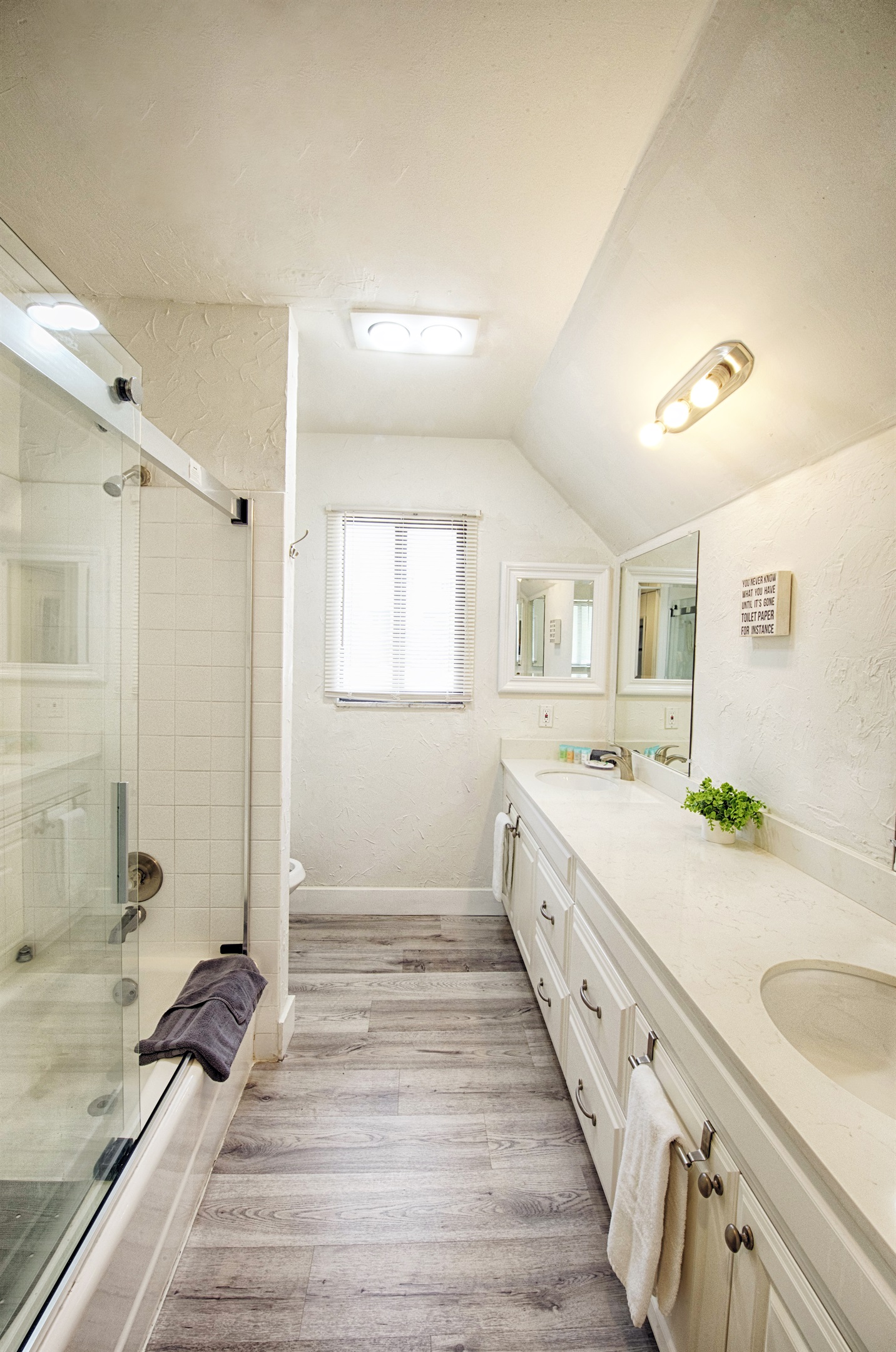 Featuring bathroom with double sink for groups and families.