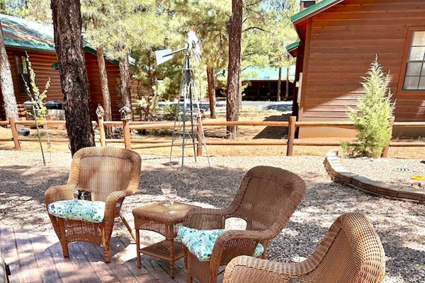 outdoor seating by the hot tub