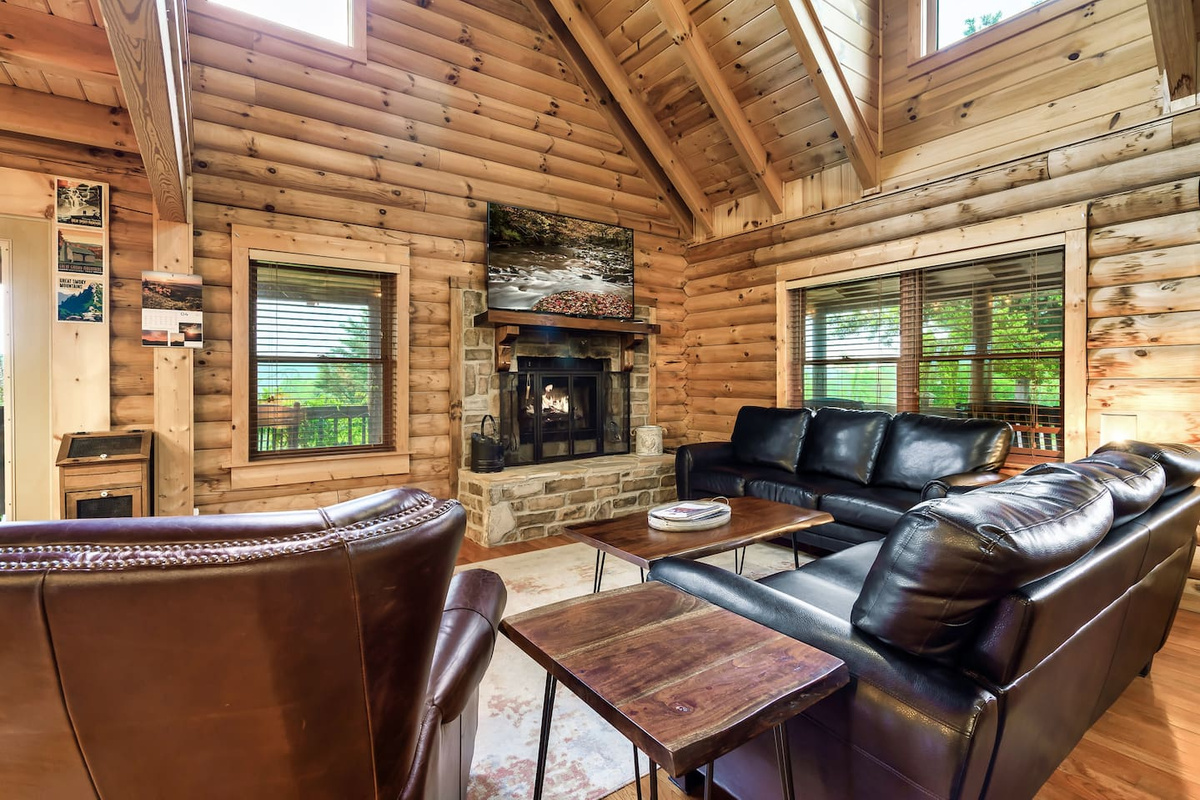 Living area - wood burning fireplace