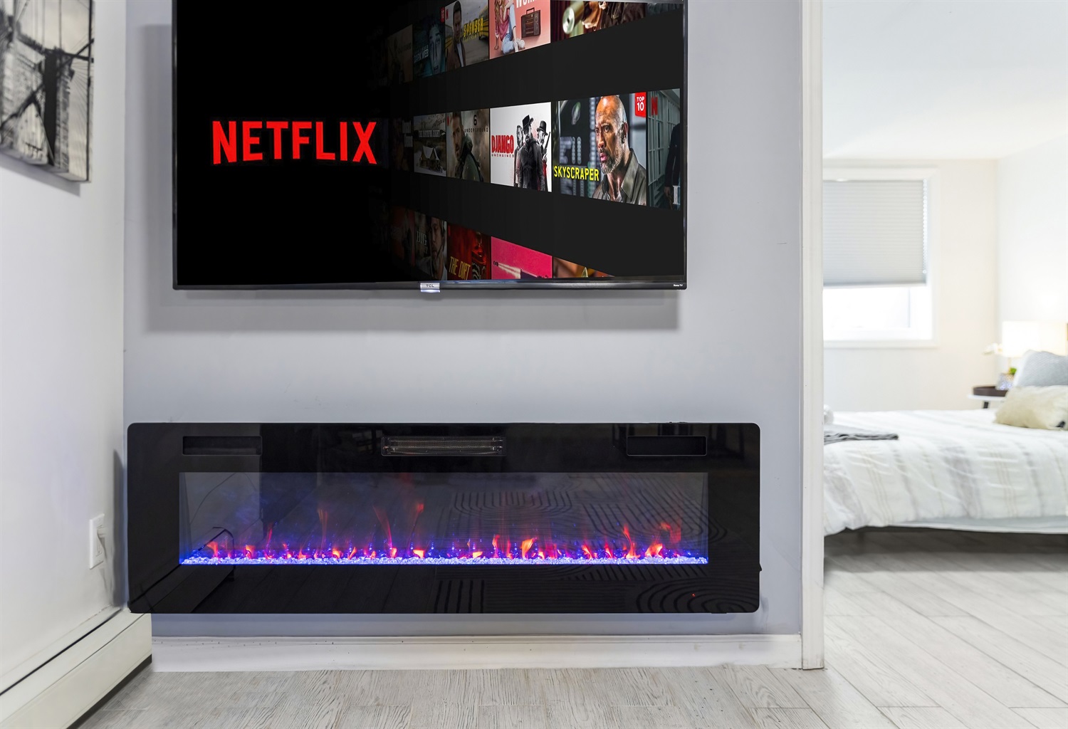 Settle into low key nights with the soft fireplace glow, your favorite show on Netflix, and nowhere you need to be.