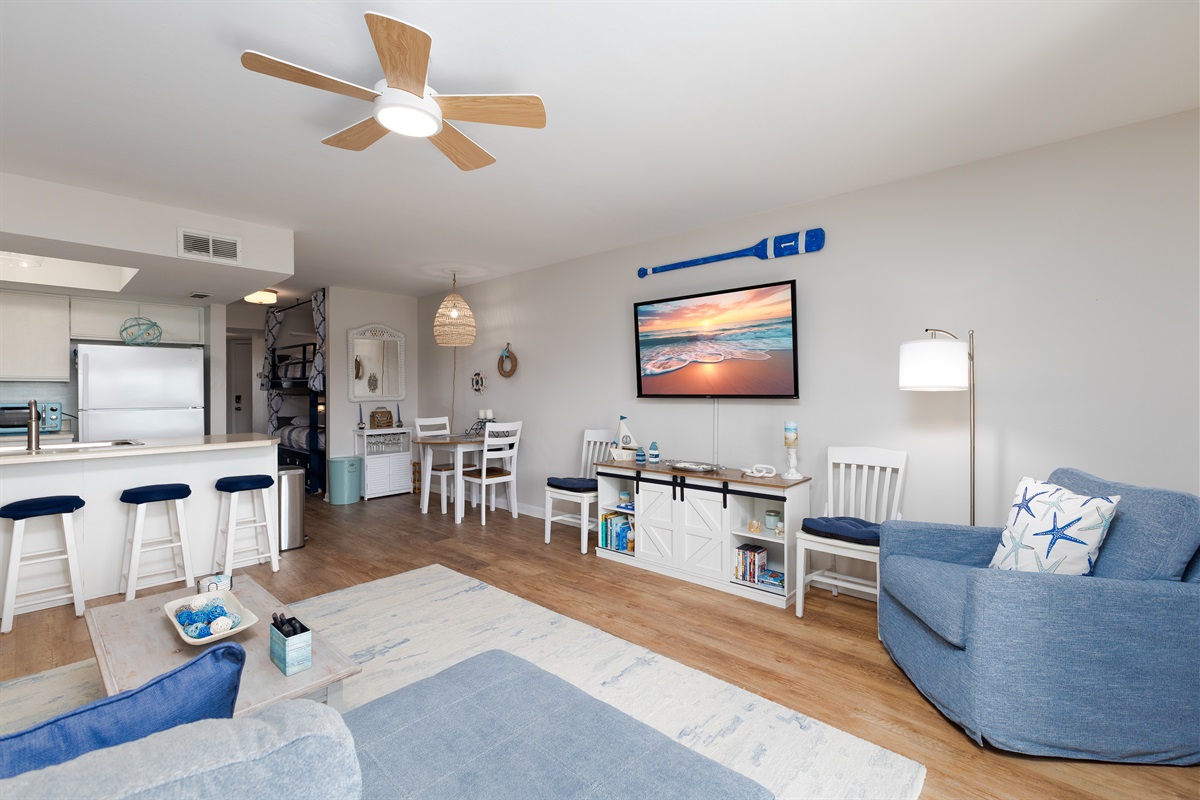 Spacious area perfect for unwinding after a beach day!
