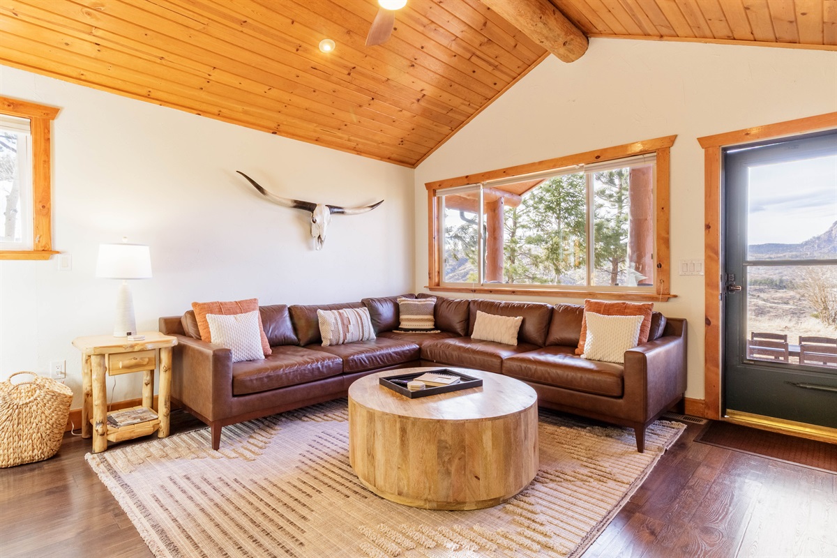 Oversized sectional with plenty of room for everyone to relax.