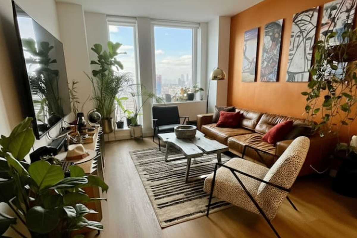 Stylish living room — Lower East Side vacation rental, NYC