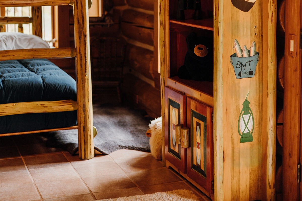 Twin bunk beds, second floor.