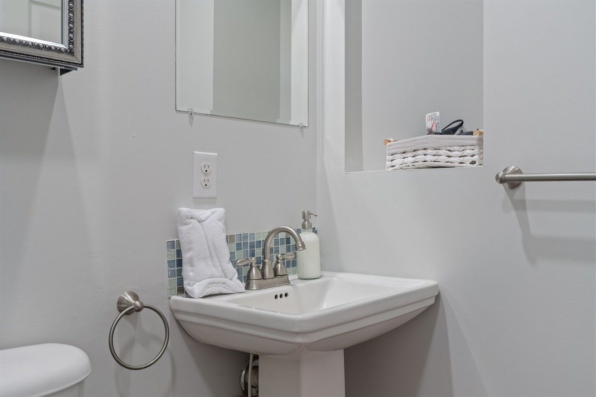 Master bathroom vanity with clean modern finishes