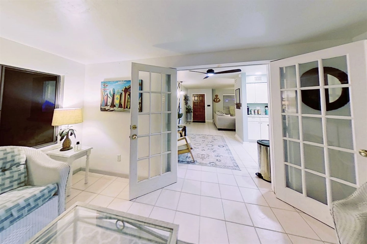 View from Lanai, looking thru house to front door.