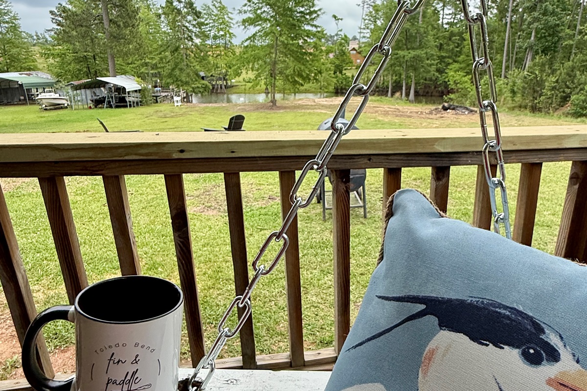 Swing with lake views
