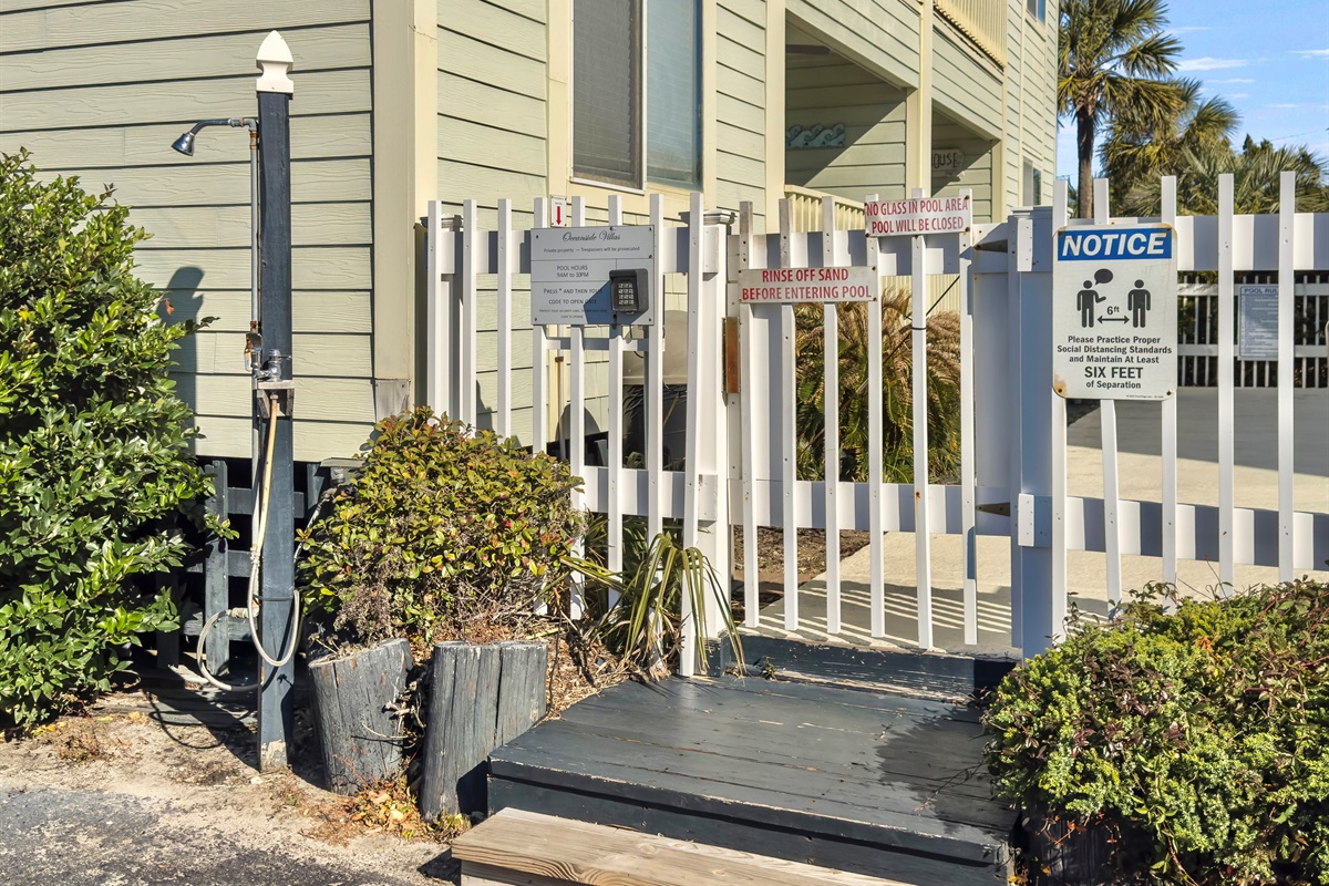 Outdoor Shower | Beach Break | IOP Escapes Vacation Rentals | 1400 Ocean Blvd 106B, Isle of Palms SC