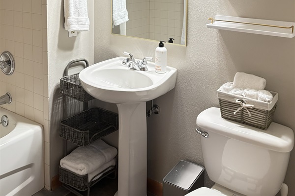 Bathroom stocked with Shampoo and Soap