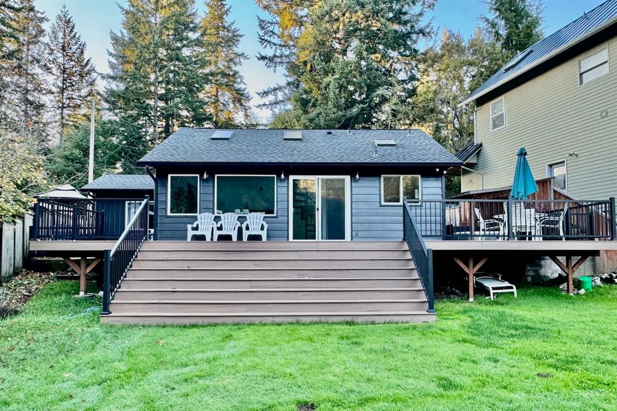 the lake side of the house