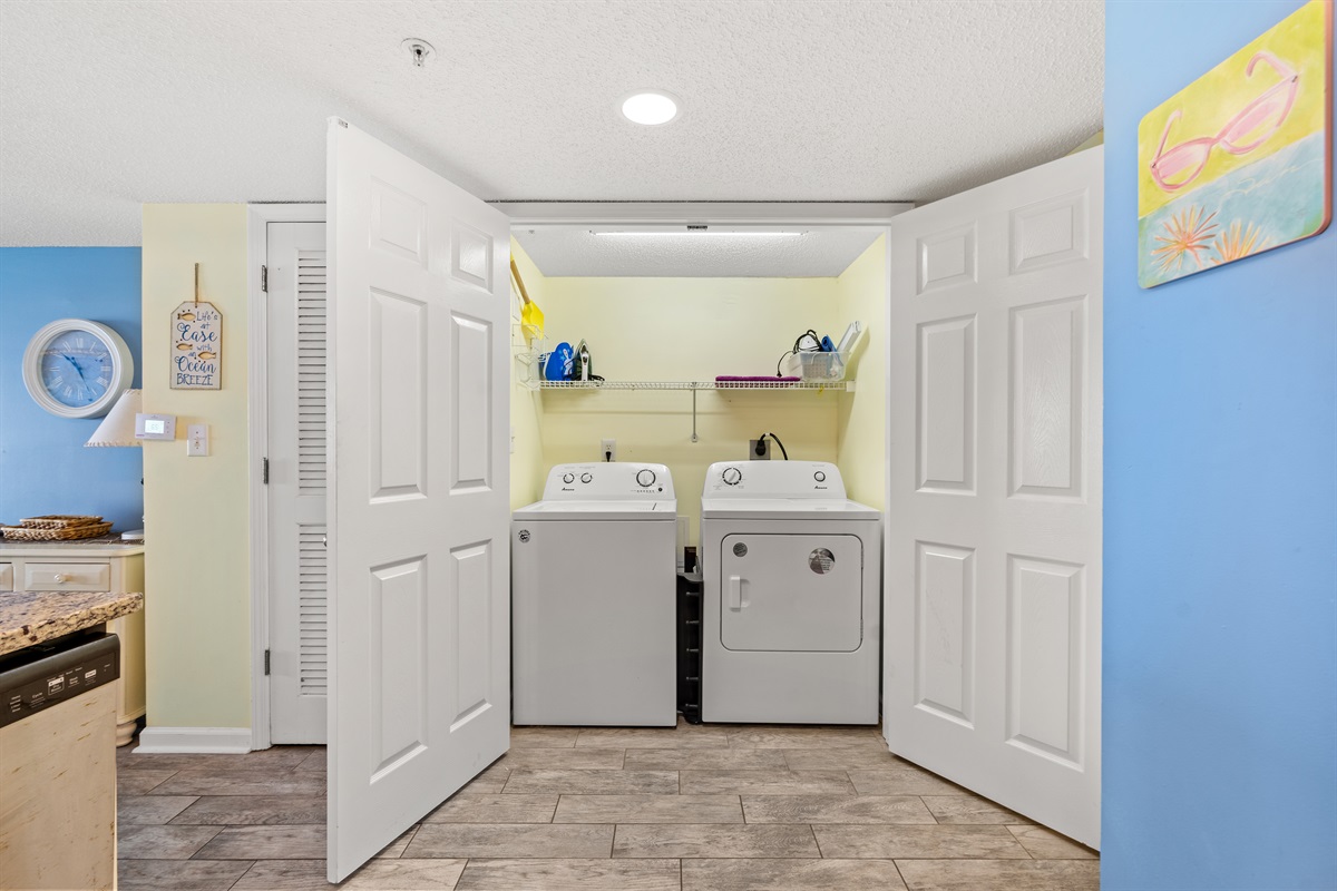 Full size washer and dryer for your use.