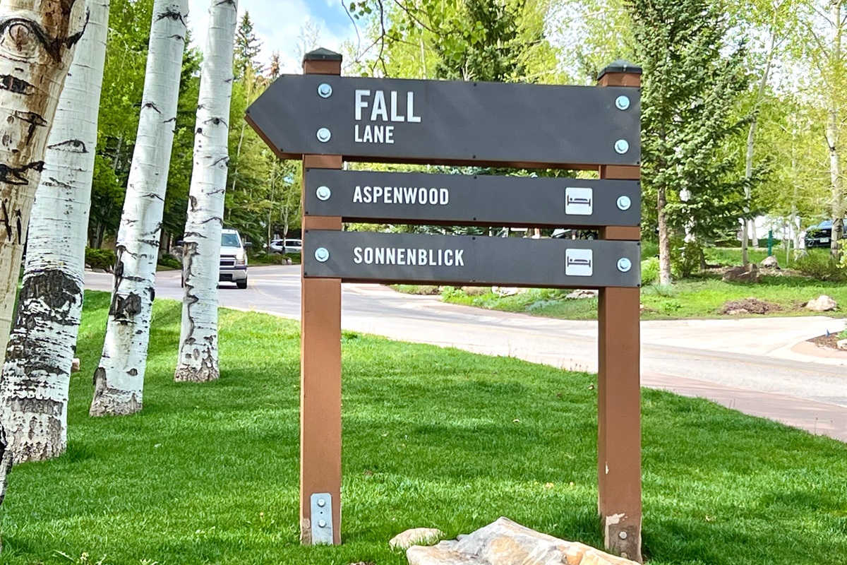 Short walk from parking to condo via Fall Lane.