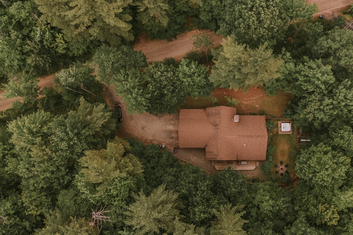 Aerial view of the property.