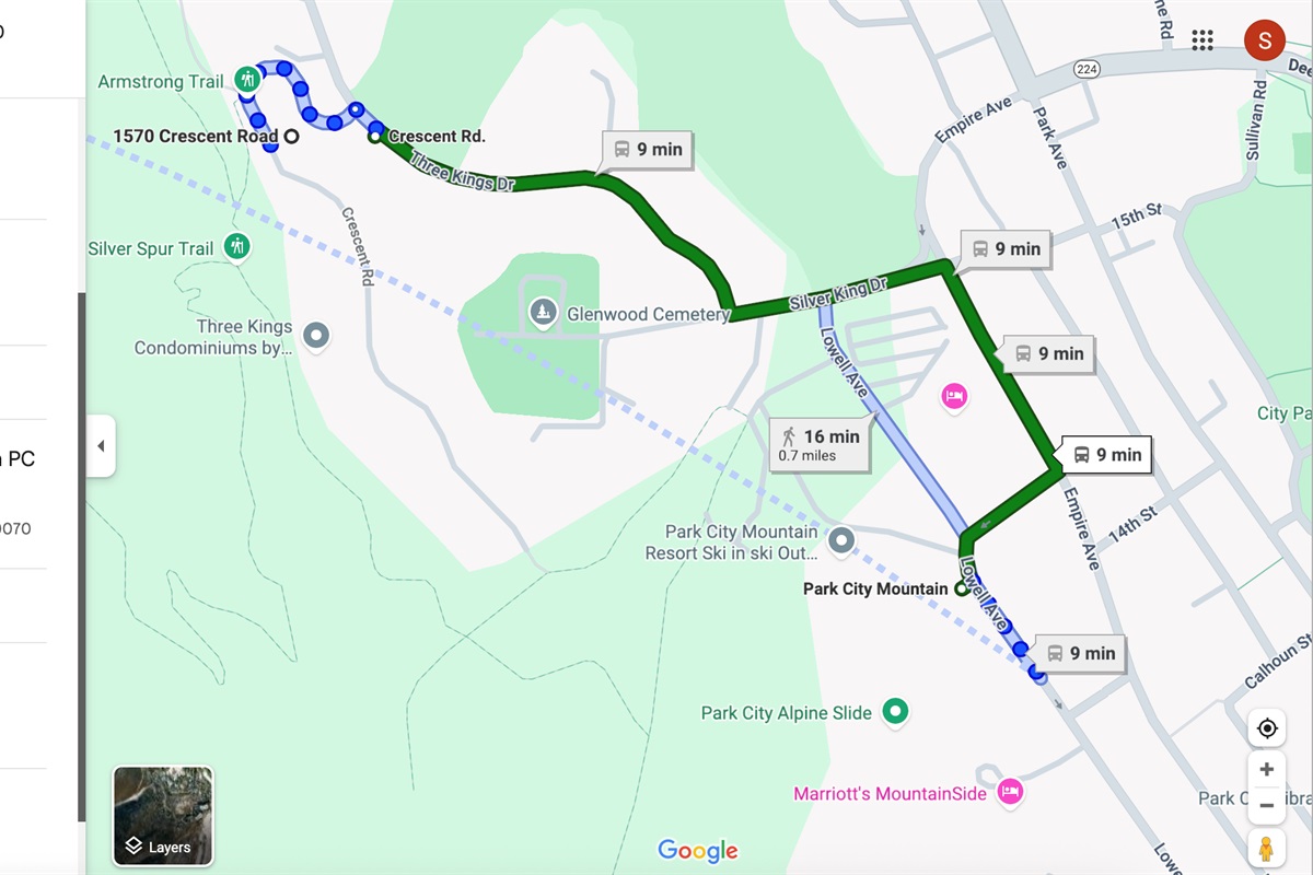 Bus route to the Mountain.