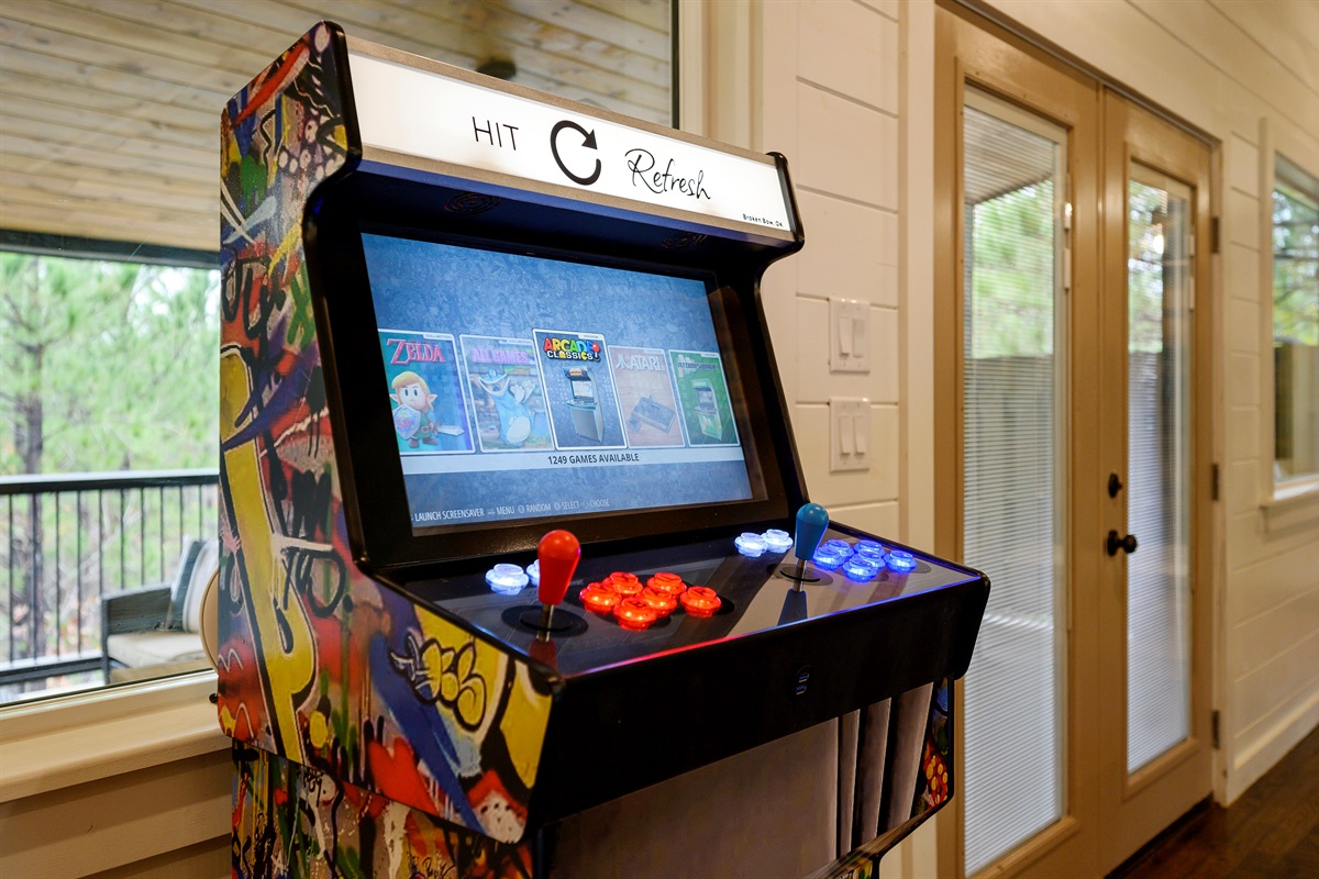An arcade game because cabin getaways should come with a little extra fun.
Perfect for rainy day tournaments, late night rematches, and settling once and for all who the real champion is.