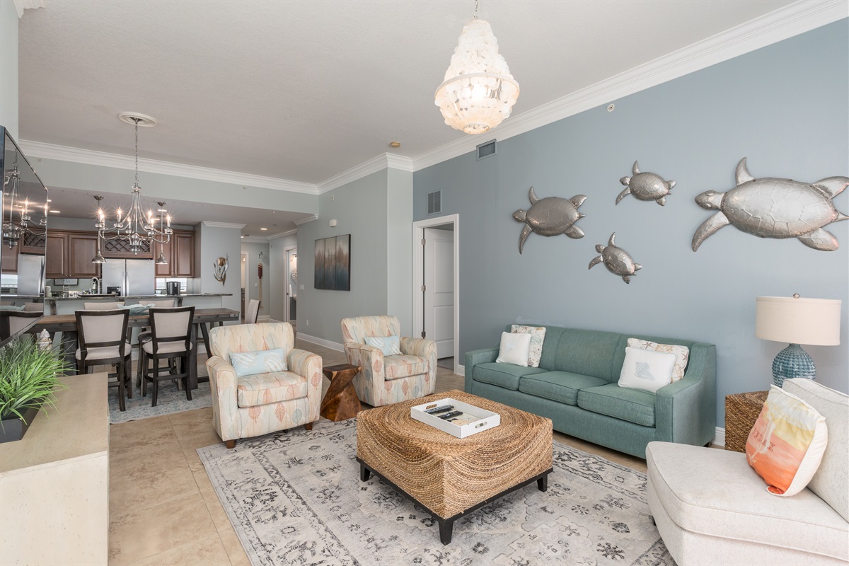 Living Room - balcony overlooks the beach