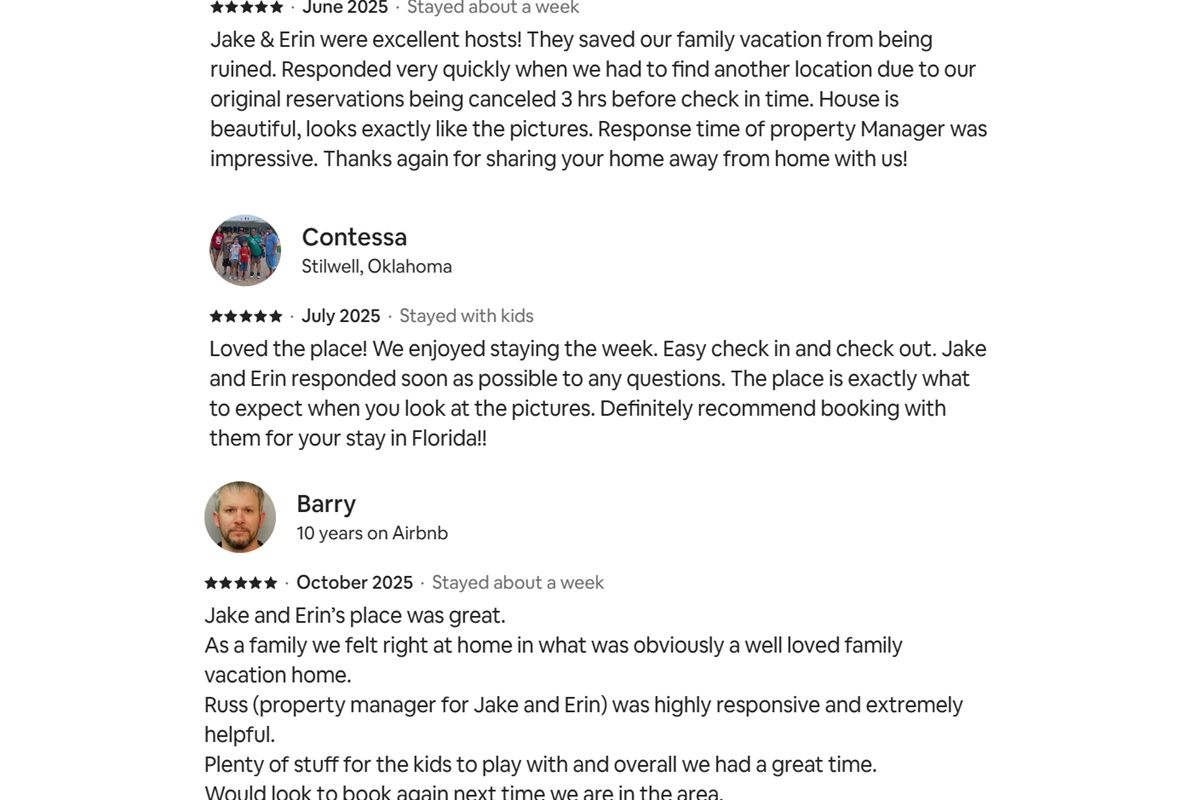 Helpful reviews from some of our past guests.