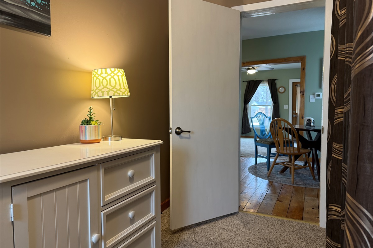 There's a small dresser and a wee desk in the closet if needed.