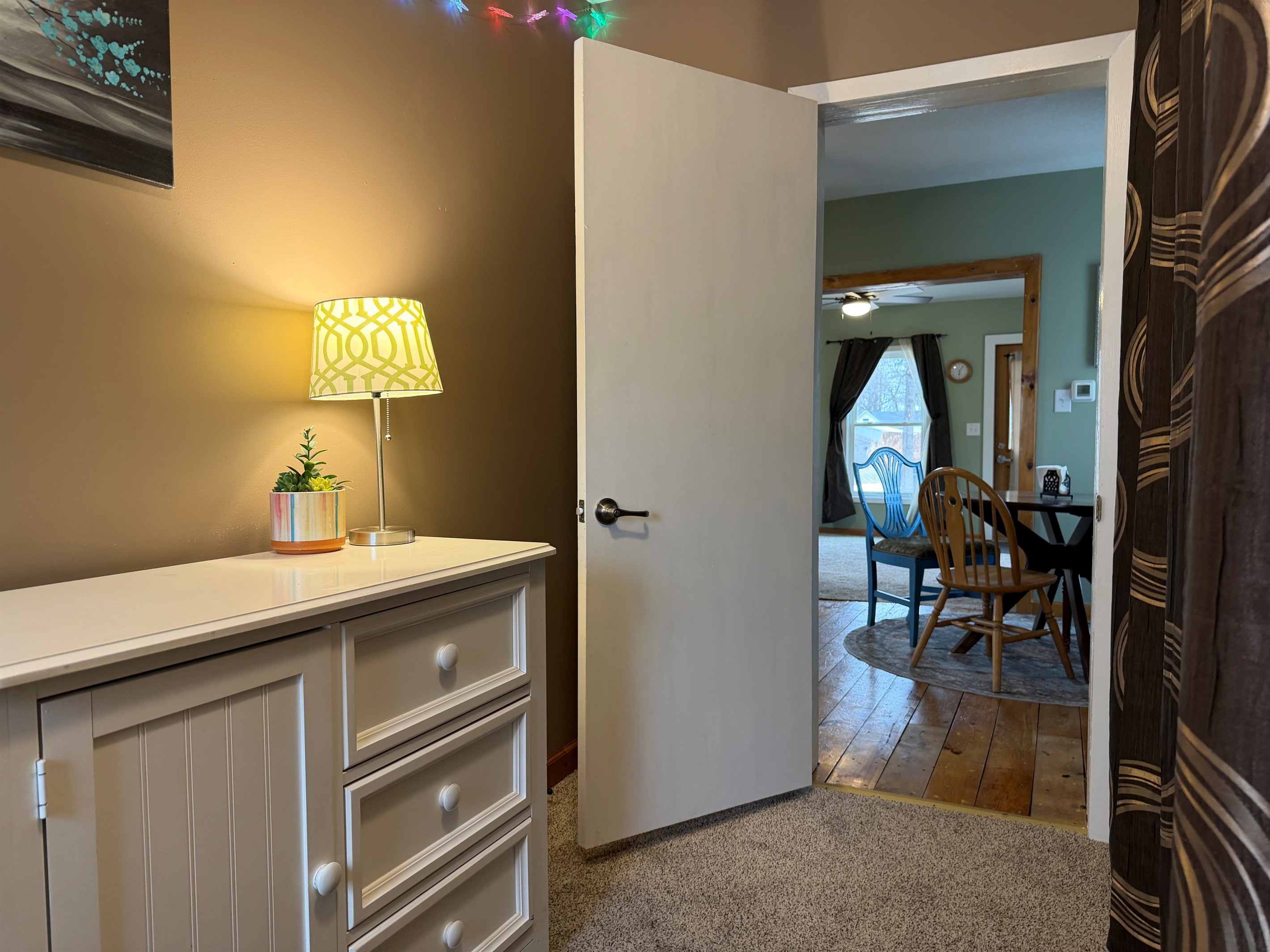 There's a small dresser and a wee desk in the closet if needed.