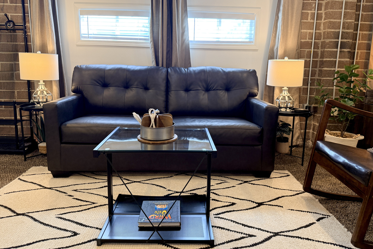 Watch TV or play games from the comfy couch or rocker chair.