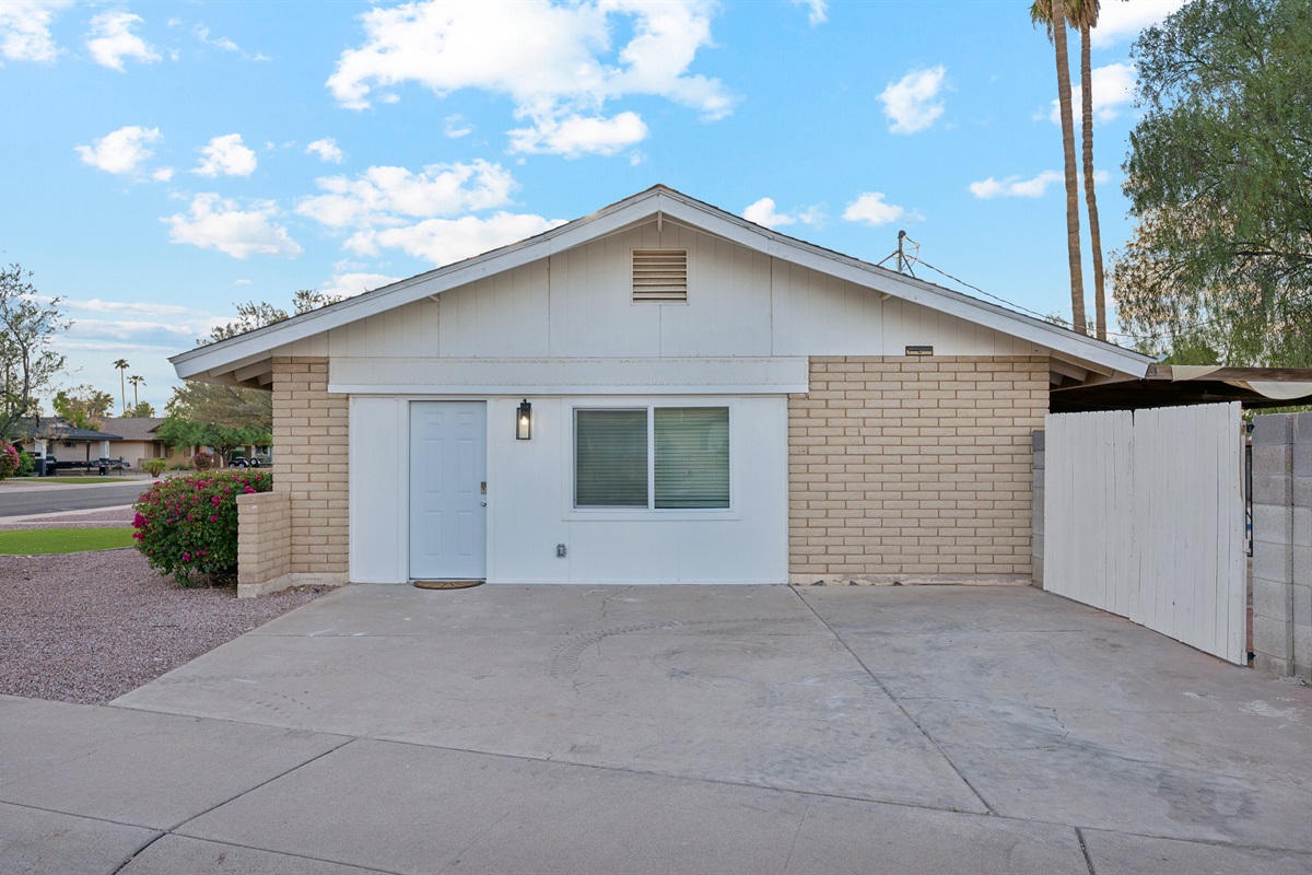 Your private entrance and parking area