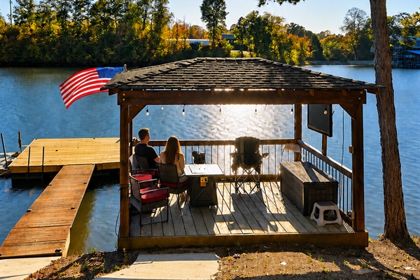 Relaxed by our gazebo