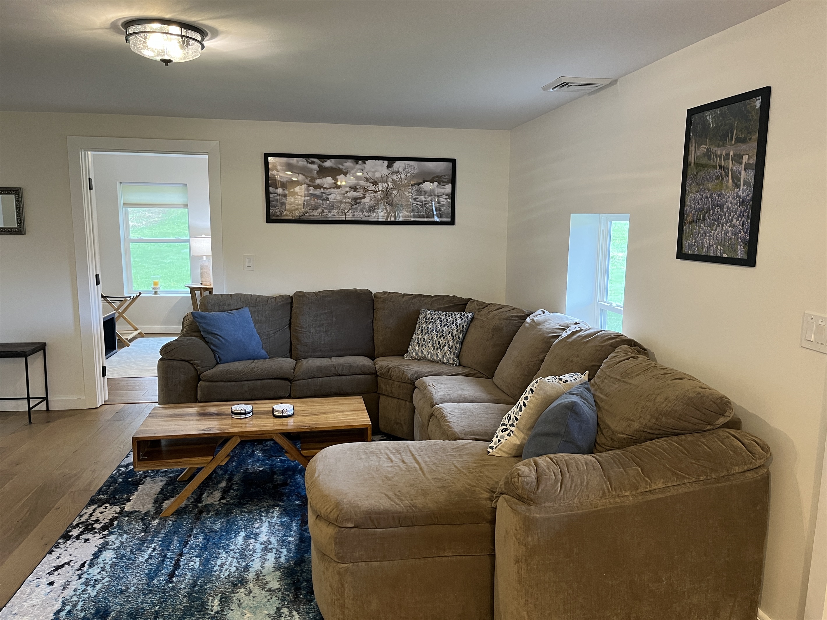 Comfy wraparound sectional sofa in living room