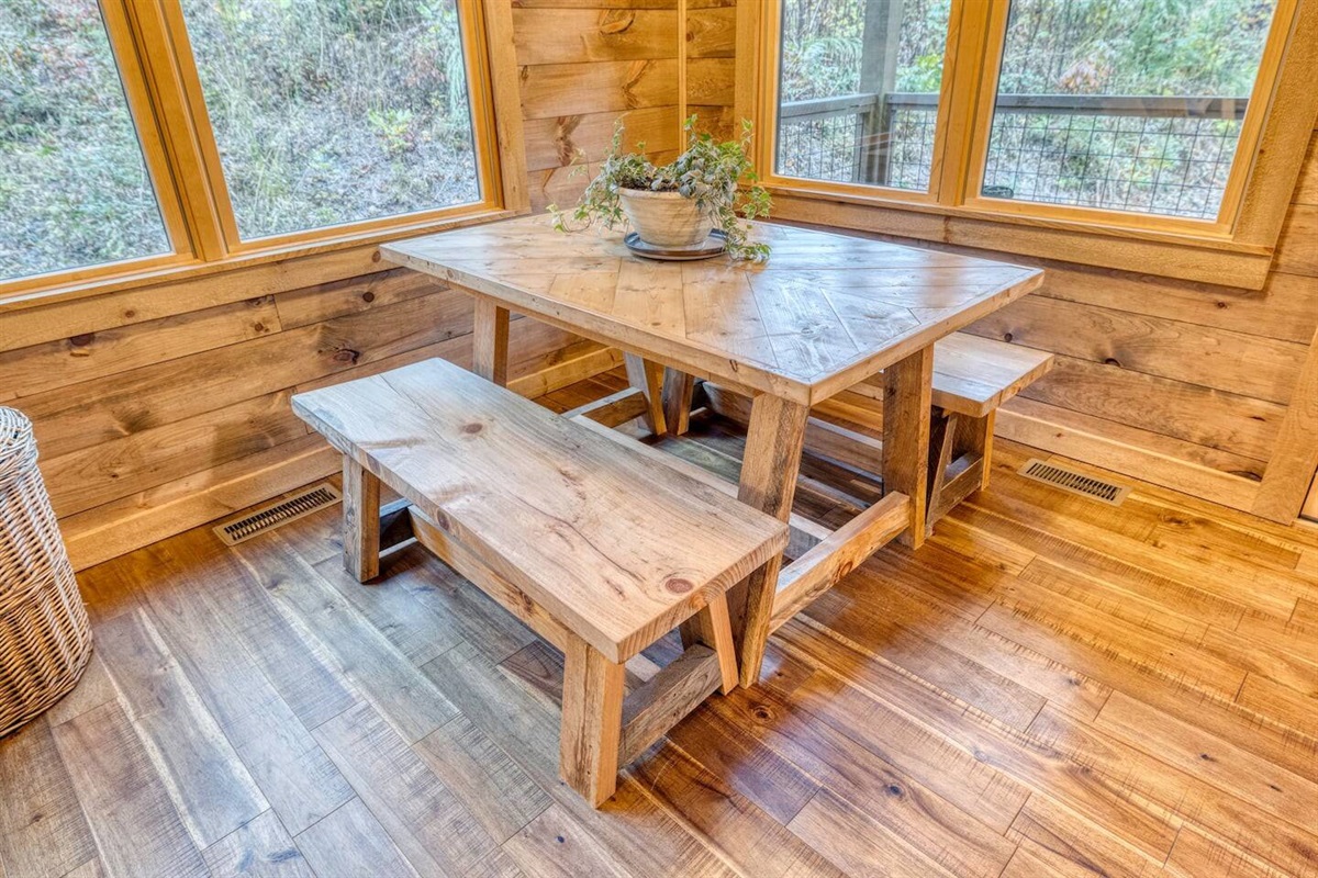  Our dining table, set for four, promises cozy meals and cherished conversations