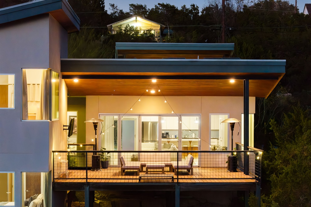 Covered balcony perfect for relaxing outdoors
