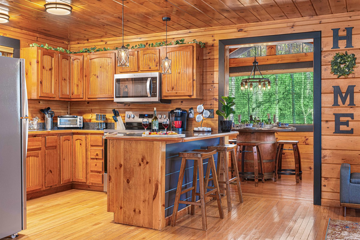 Kitchen and the most romantic dining nook with the best views