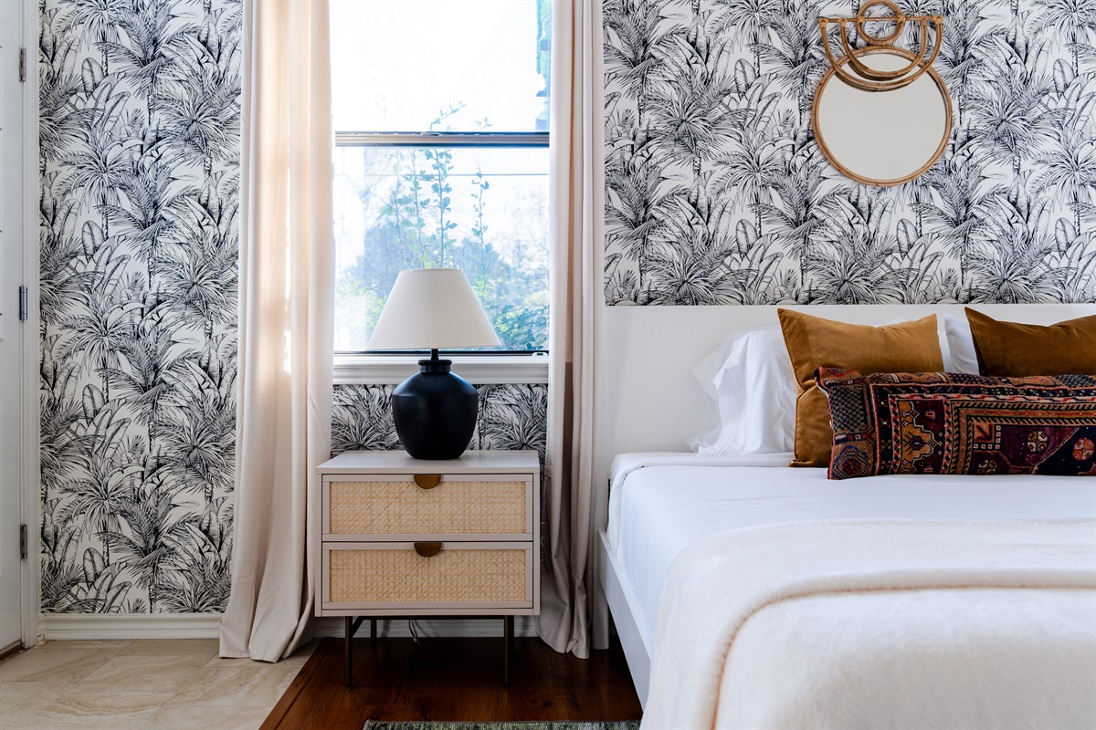 A bedroom of style with comforting details.