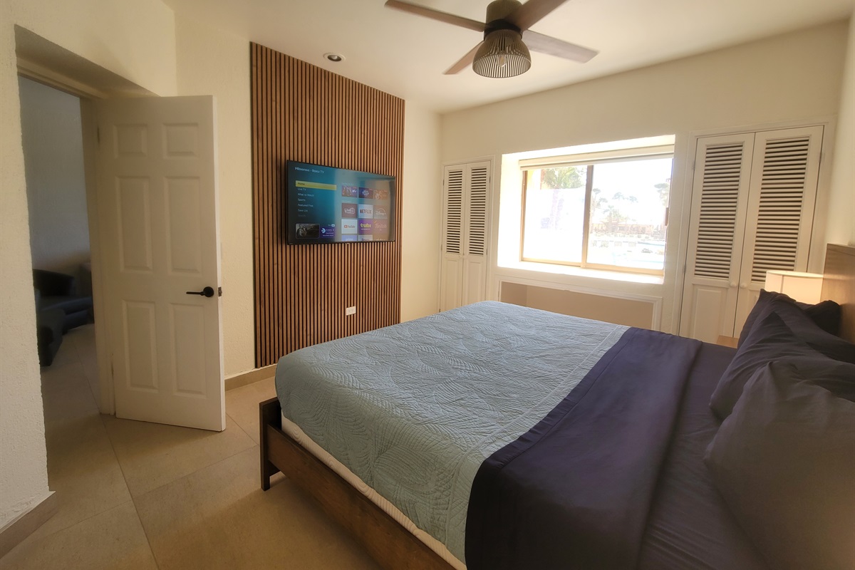 Stream your favorite movies and shows while you relax in the King bed