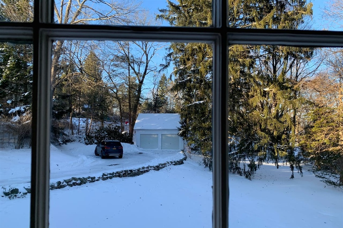 View from the kitchen on a snow day 