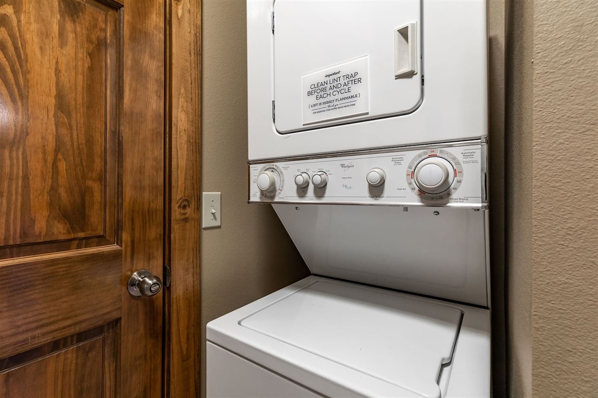 Pack lighter! An in-cabin washer and dryer makes longer stays and family vacations much easier.