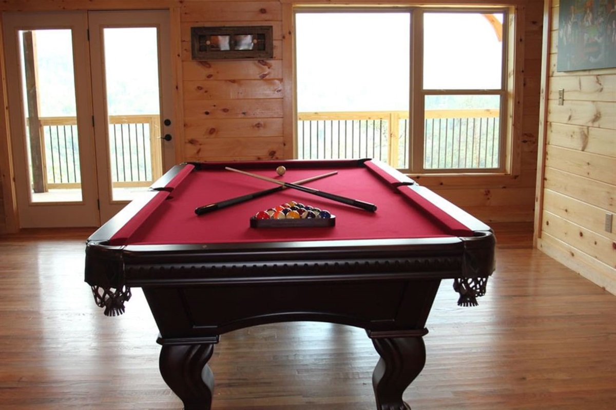 Game Room with pool table, arcade game, Xbox and 82" Smart TV