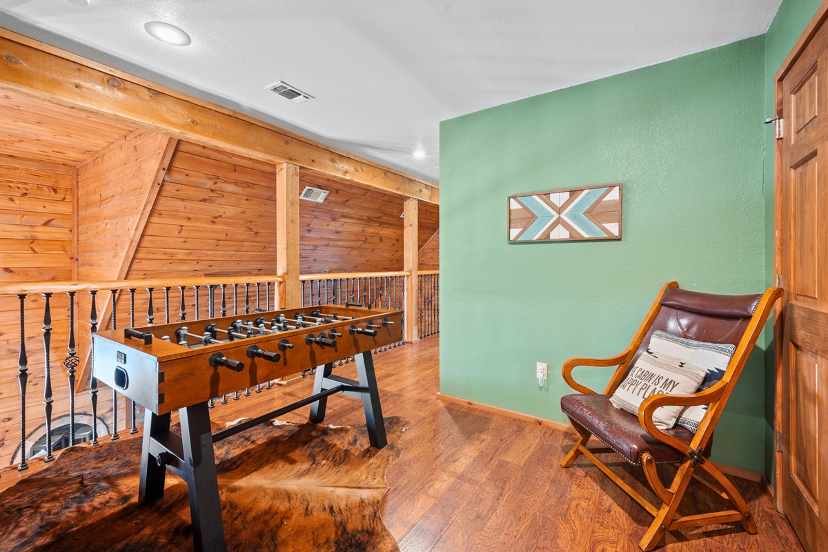 The loft is the perfect hangout zone for kids or teens.