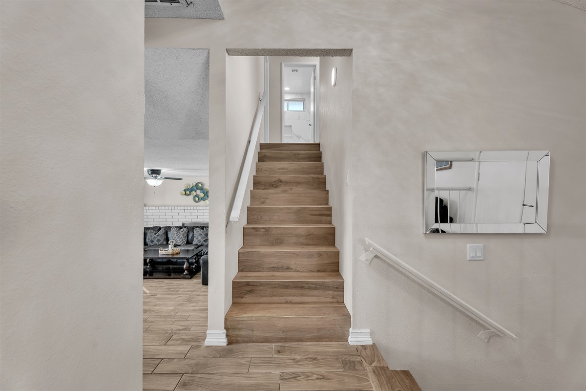 Stairs to bedroom 1, 2, 3 and bathroom 2, 3