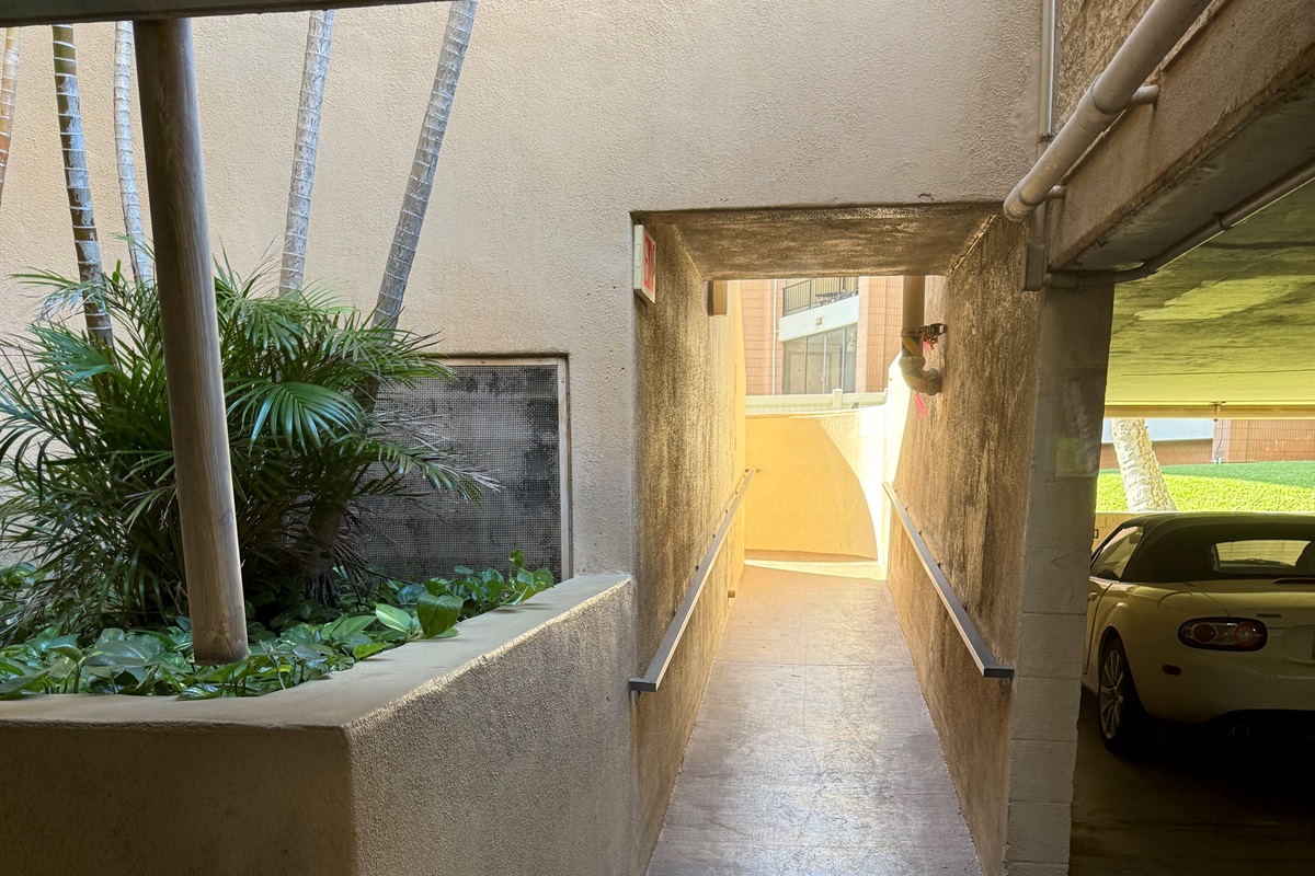 Ramp from lower parking lot