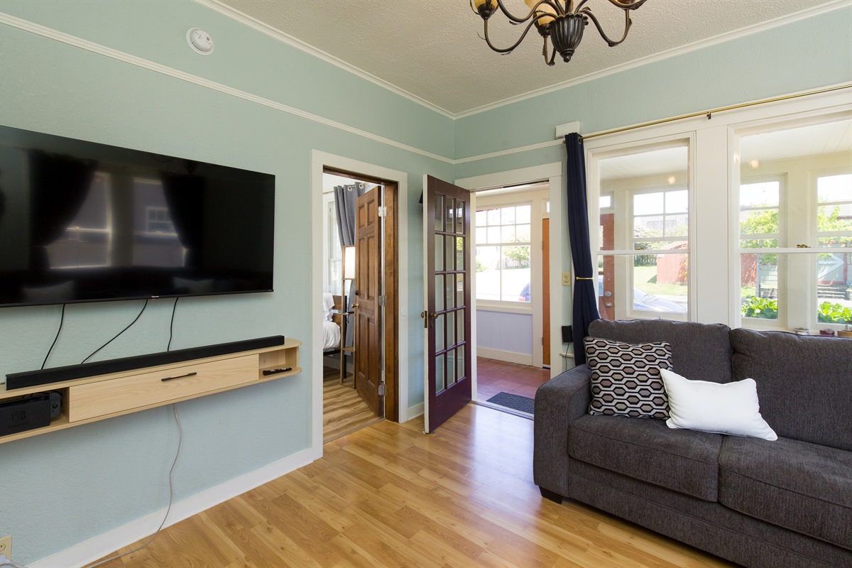 Living room seating area with Victorian character
