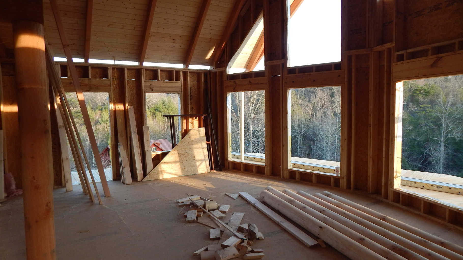 Ridge View Lodge great room during construction