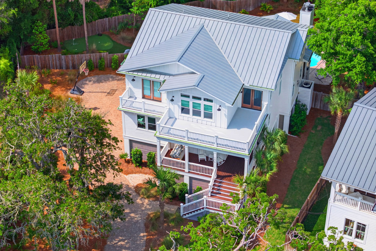 Aerial of home | Driftwood Dreams | 105 Forest Trail | Isle of Palms, SC | IOP Escapes