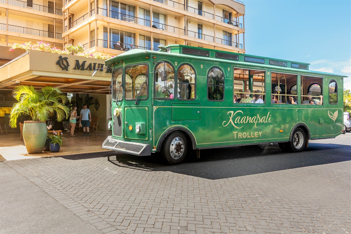 Ka'anapali Trolley Stops at the Front Desk Every 30 Minutes