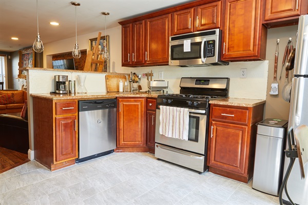 Fully-stocked kitchen with cooking essentials
