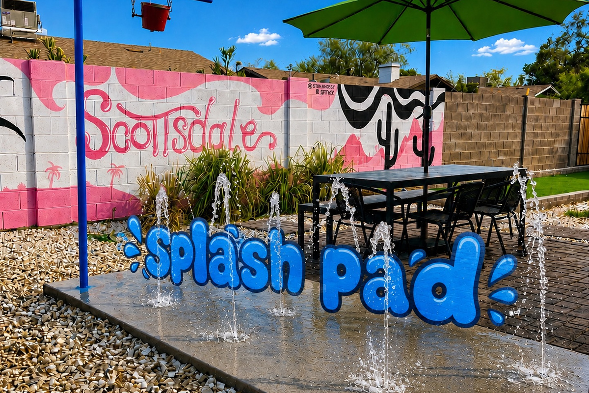 Escape the HEAT with your private splash pad in the back yard!