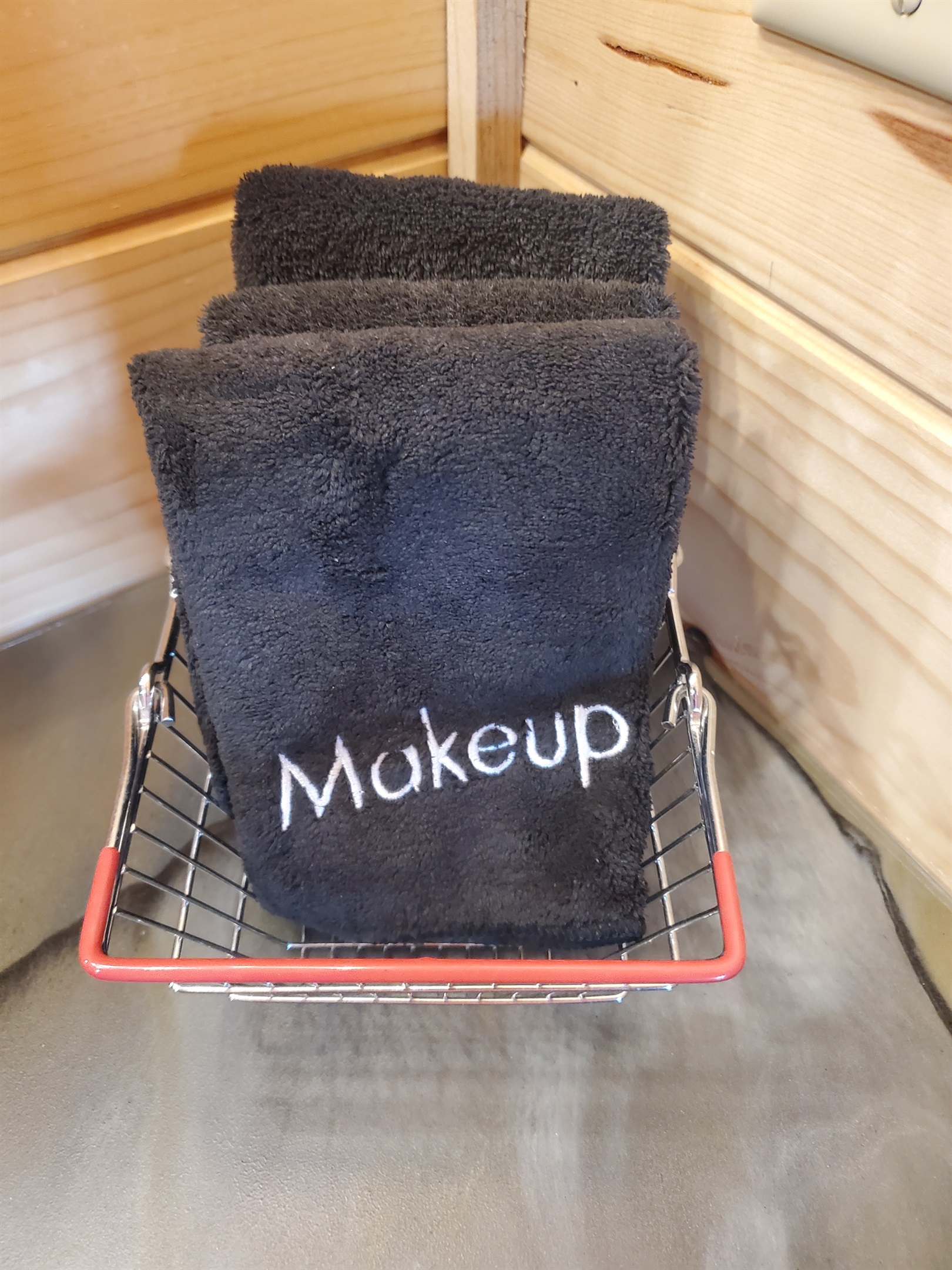 Makeup removal clothes in both bathrooms.