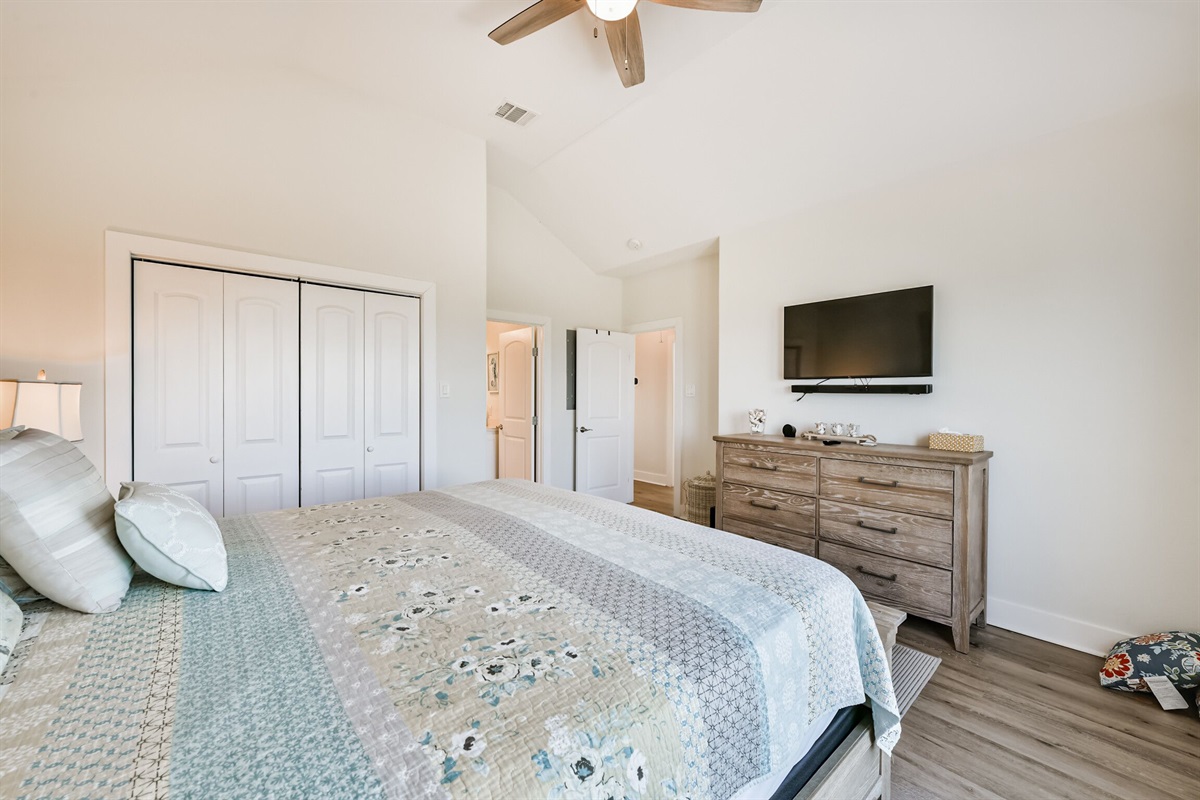 King sized bed with smart TV