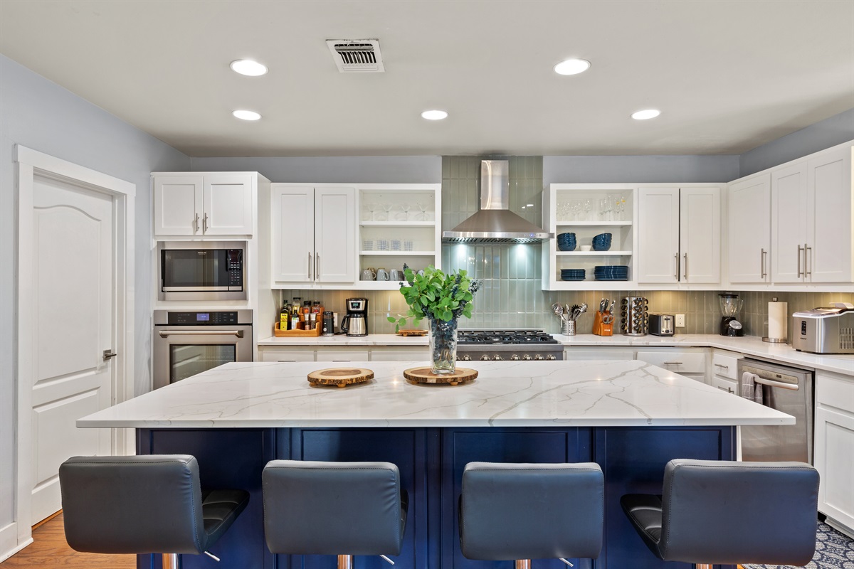 Bar seating area on large island